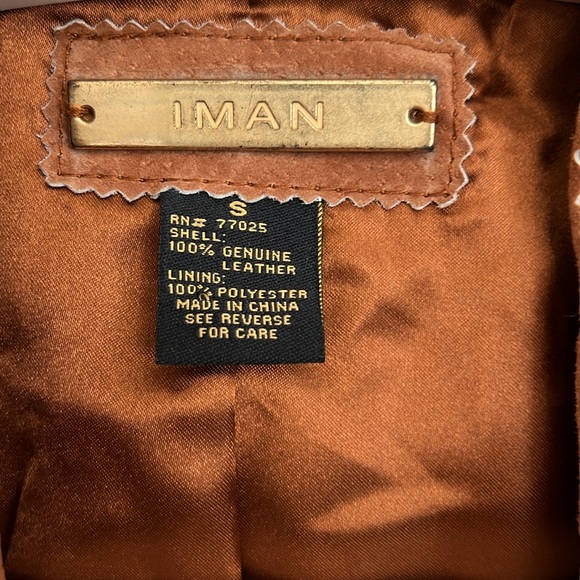 IMAN Genuine Suede Camel Brown Jacket Size S - Picture 2 of 4